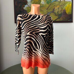 Lauren Ralph Lauren NWOT Zebra Print 3/4 Sleeve Top